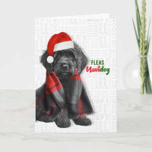 Schwarzer Labradoodle Lustige Flöhe Navidog Weihna Feiertagskarte