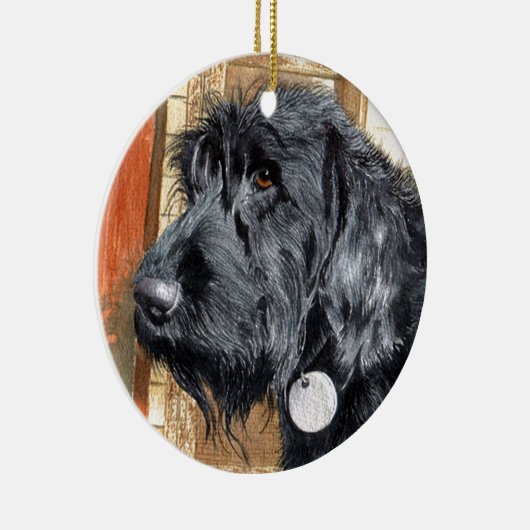 Schwarzer Labradoodle Ralph Keramik Ornament (Rechts)