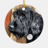 Schwarzer Labradoodle Ralph Keramik Ornament (Vorne)