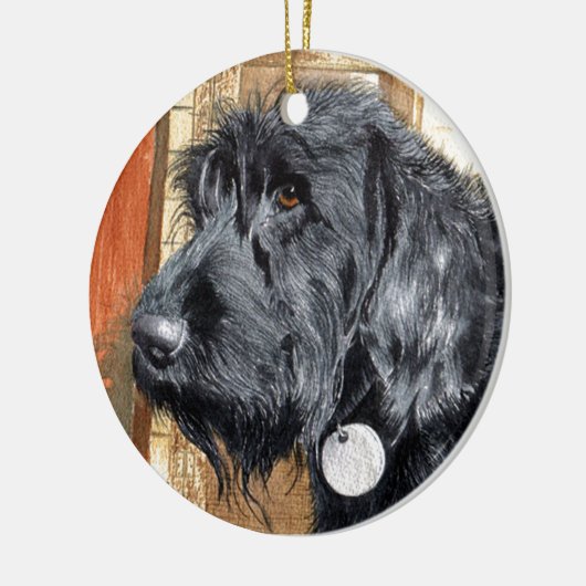 Schwarzer Labradoodle Ralph Keramik Ornament (Links)