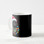Schwarzer Labradoodle Weihnachtsbaum Xmas Lichter Kaffeetasse (Vorderseite Links)
