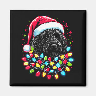 Schwarzer Labradoodle Weihnachtsbaum Xmas Lichter  Magnet