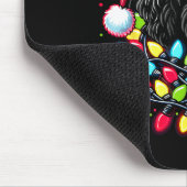 Schwarzer Labradoodle Weihnachtsbaum Xmas Lichter Mousepad (Ecke)