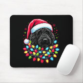 Schwarzer Labradoodle Weihnachtsbaum Xmas Lichter Mousepad (Mit Mouse)