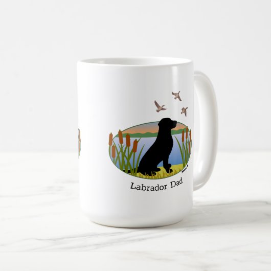 Schwarzer Labrador Bird Hund Sunset Oval Kaffeetasse (VorderseiteRechts)