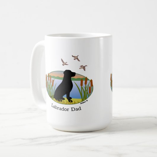 Schwarzer Labrador Bird Hund Sunset Oval Kaffeetasse (Vorderseite Links)