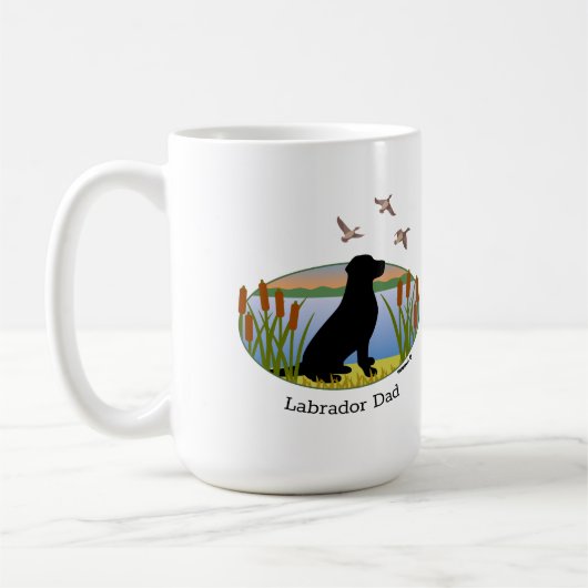 Schwarzer Labrador Bird Hund Sunset Oval Kaffeetasse (Links)