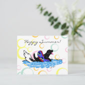 Schwarzer Labrador-Cartoon Postkarte (Stehend Vorderseite)