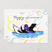 Schwarzer Labrador-Cartoon Postkarte (Vorne/Hinten)