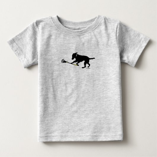 Schwarzer Labrador, der Lacrosse-Baby-T - Shirt (Vorderseite)