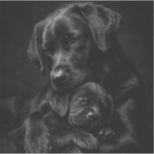 Schwarzer Labrador, Eltern und Kind, Liebesumarmun Aufkleber (Vorderseite)