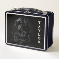 Schwarzer Labrador, Eltern und Kind, Metall-Lunchb