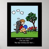 Schwarzer Labrador Engel mit Liebe Cartoon 2 Poster (Vorne)