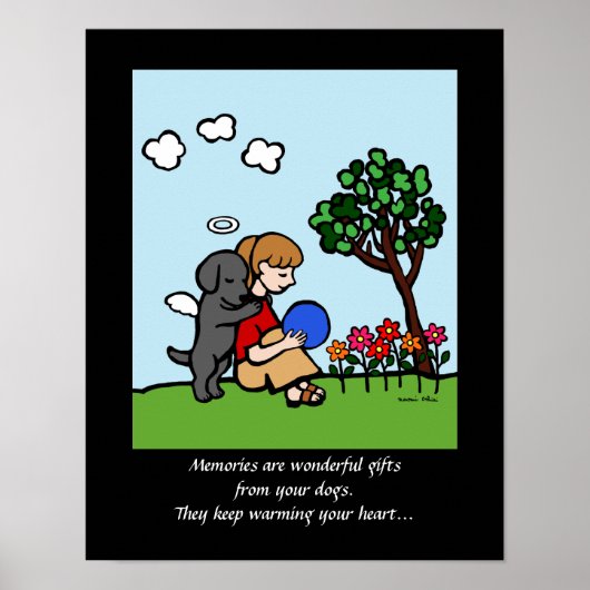 Schwarzer Labrador Engel mit Liebe Cartoon 2 Poster (Vorne)