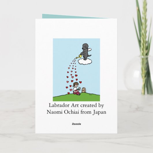 Schwarzer Labrador Engel mit Liebe Karte (Rückseite)