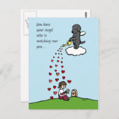 Schwarzer Labrador Engel mit Liebe Postkarte (Vorne/Hinten)