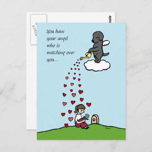 Schwarzer Labrador Engel mit Liebe Postkarte (Vorne/Hinten)