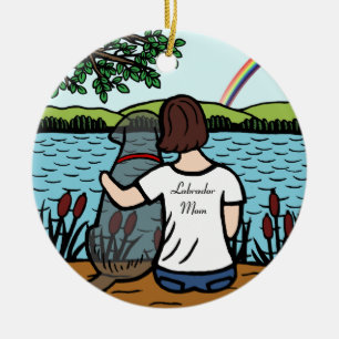 Schwarzer Labrador-Engel und Mama 1 Keramikornament