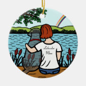 Schwarzer Labrador-Engel und Mama 2 Keramikornament (Vorne)