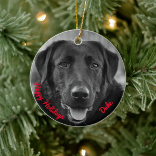 Schwarzer Labrador Foto Hund Keramik Ornament