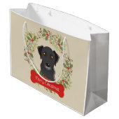 Schwarzer Labrador fröhliche Christman Große Geschenktüte (Rückseite Schrägansicht)