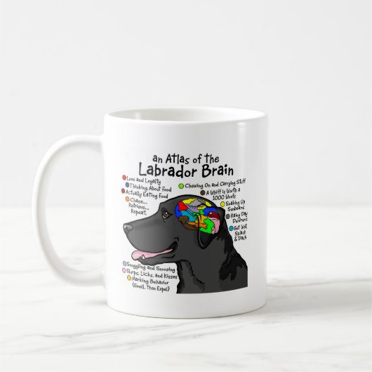 Schwarzer Labrador-Gehirn-Atlas Kaffeetasse (Links)