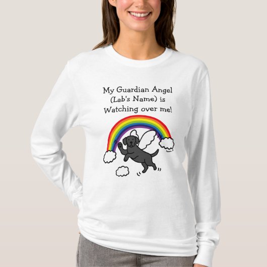 Schwarzer Labrador Guardian Angel (Rainbow Bridge) T-Shirt (Vorderseite)