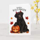 Schwarzer Labrador Halloween Teufelshund Karte (Gelbe Blume)