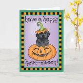 Schwarzer Labrador Halloweens Karte (Gelbe Blume)