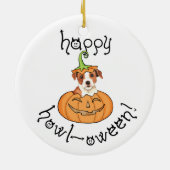 Schwarzer Labrador Halloweens Keramikornament (Hinten)