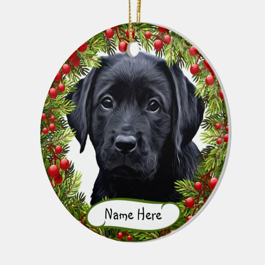 Schwarzer Labrador Haustier Keramik Wraath Keramik Ornament (Links)