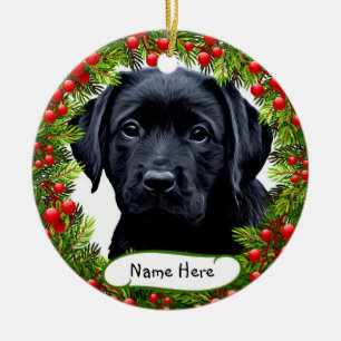 Schwarzer Labrador Haustier Keramik Wraath Ornament