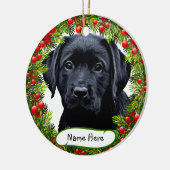 Schwarzer Labrador Haustier Keramik Wraath Ornament (Links)