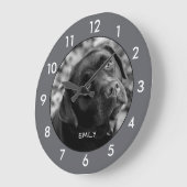 Schwarzer Labrador Hund benutzerdefinierte große U Wanduhr (Winkel)