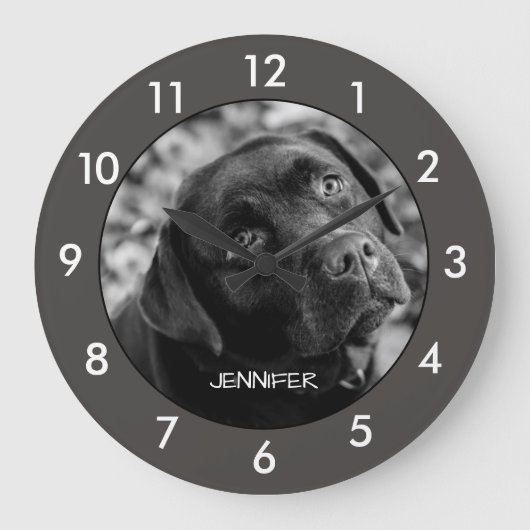 Schwarzer Labrador Hund benutzerdefinierte große U Wanduhr (Vorderseite)