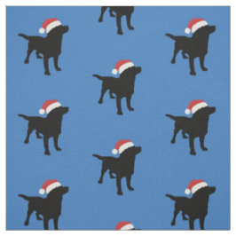 Schwarzer Labrador-Hund, der Sankt-Weihnachtshut Stoff