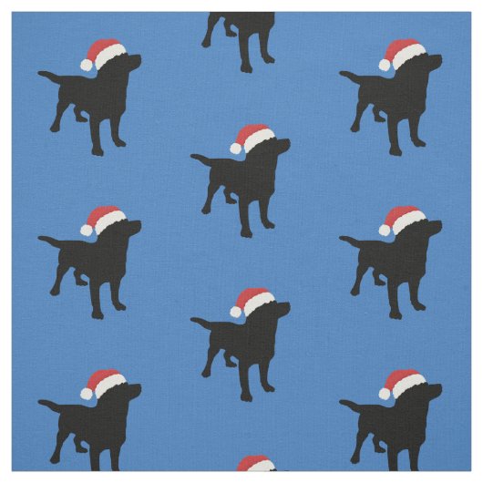 Schwarzer Labrador-Hund, der Sankt-Weihnachtshut Stoff (Muster)