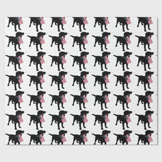 Schwarzer Labrador-Hund, der USA-Flagge, 4. von Geschenkpapier (Flach)