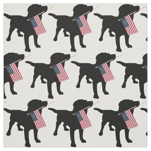Schwarzer Labrador-Hund, der USA-Flagge, 4. von Stoff (Muster)