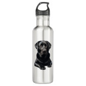 Schwarzer Labrador Hund Edelstahlflasche (Vorderseite)