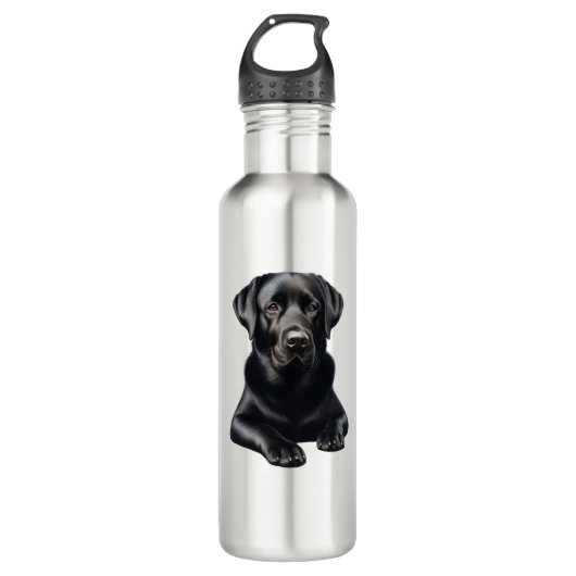 Schwarzer Labrador Hund Edelstahlflasche (Vorderseite)