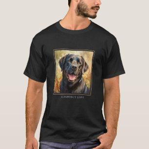 Schwarzer Labrador-Hund Garten Blumen Malerei Haus T-Shirt