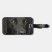 Schwarzer Labrador-Hund Gepäckanhänger (Rückseite horizontal)