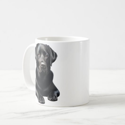 Schwarzer Labrador Hund Kaffeetasse (Vorderseite Links)