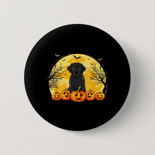 Schwarzer Labrador-Hund-Kürbisse-Halloween-Kostüm Button (Vorderseite)