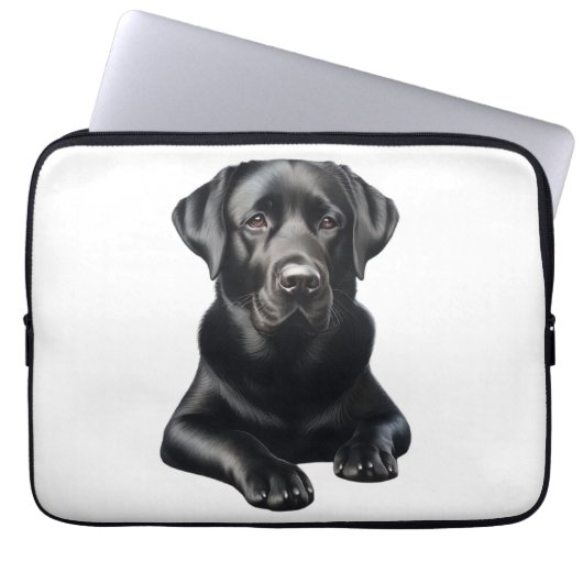 Schwarzer Labrador Hund Laptopschutzhülle (Vorderseite)