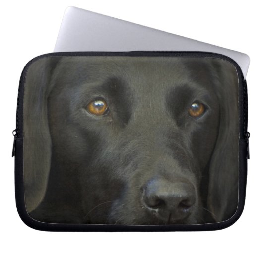Schwarzer Labrador-Hund Laptopschutzhülle (Vorderseite)