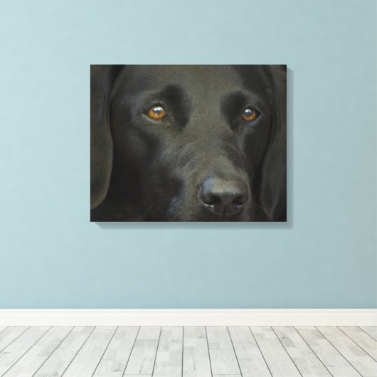 Schwarzer Labrador Hund Leinwanddruck (Insitu (Holzboden))