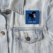 Schwarzer Labrador-Hund mit amerikanischer Flagge Button (Beispiel)