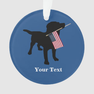 Schwarzer Labrador-Hund mit amerikanischer Flagge Ornament
